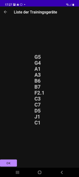 Liste Trainingsger&auml;te